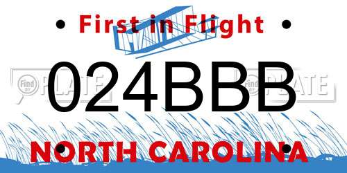 024BBB North Carolina License Plate