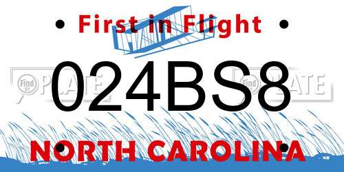 024BS8 North Carolina License Plate