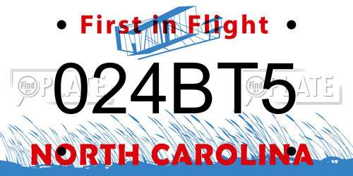 024BT5 North Carolina License Plate