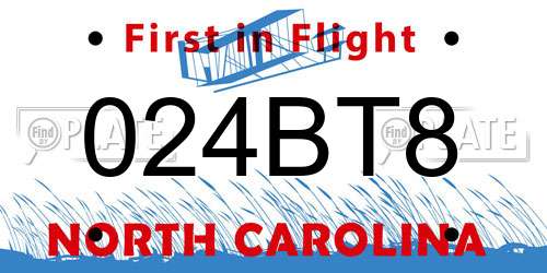 024BT8 North Carolina License Plate