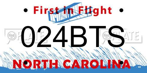 024BTS North Carolina License Plate