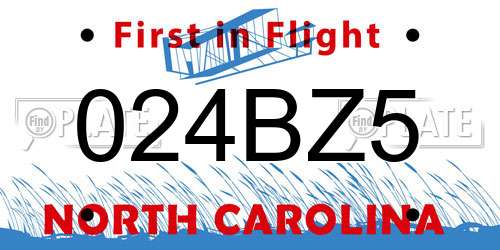 024BZ5 North Carolina License Plate
