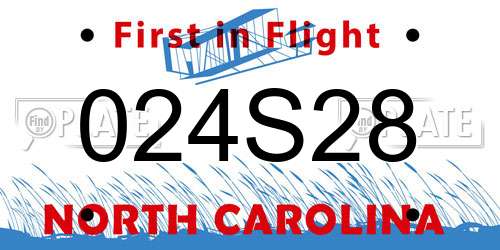 024S28 North Carolina License Plate