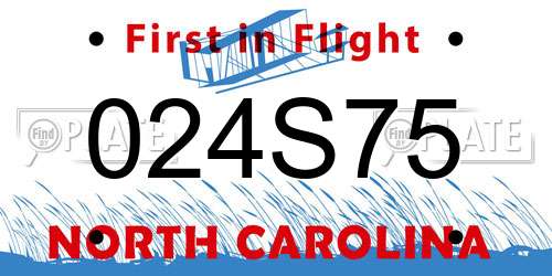 024S75 North Carolina License Plate