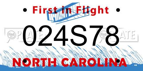 024S78 North Carolina License Plate