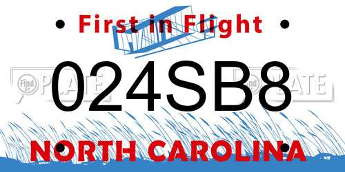024SB8 North Carolina License Plate