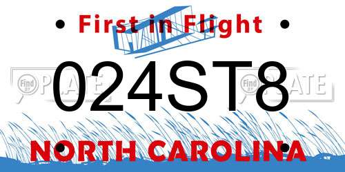 024ST8 North Carolina License Plate