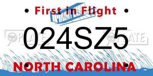 024SZ5 North Carolina License Plate