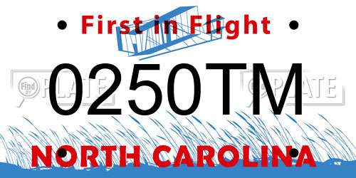 0250TM North Carolina License Plate