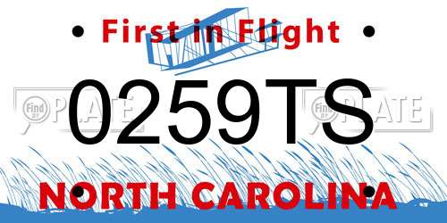 0259TS North Carolina License Plate