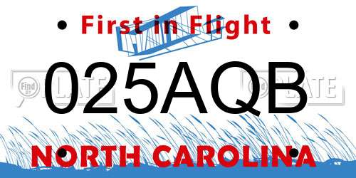 025AQB North Carolina License Plate