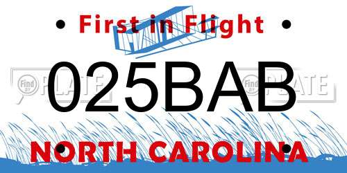 025BAB North Carolina License Plate