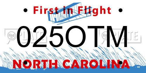025OTM North Carolina License Plate