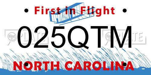 025QTM North Carolina License Plate