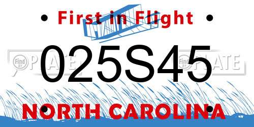 025S45 North Carolina License Plate