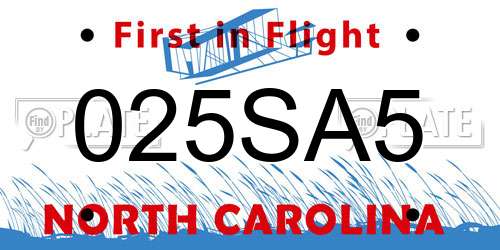 025SA5 North Carolina License Plate