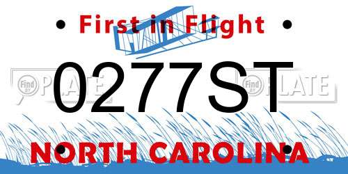 0277ST North Carolina License Plate