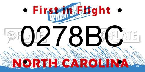 0278BC North Carolina License Plate