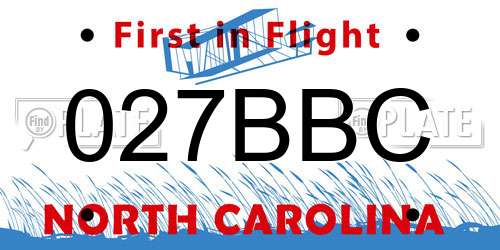 027BBC North Carolina License Plate