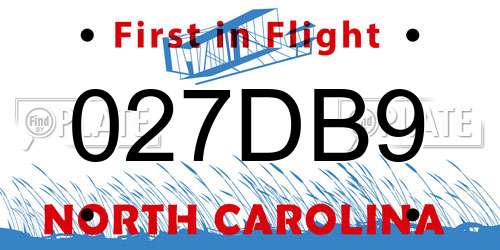 027DB9 North Carolina License Plate