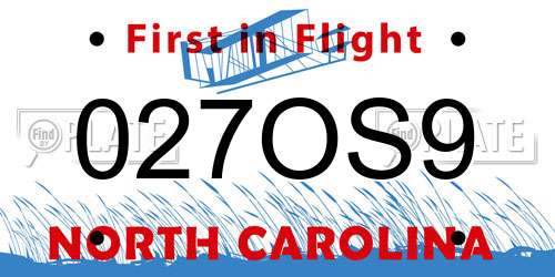 027OS9 North Carolina License Plate
