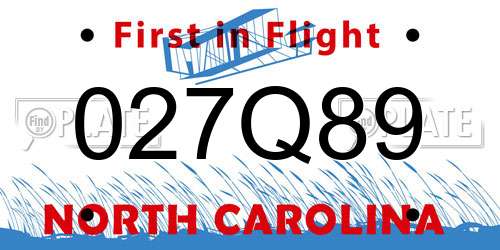027Q89 North Carolina License Plate