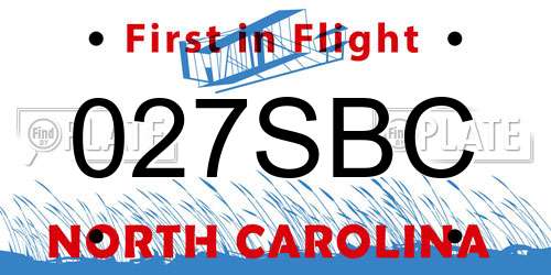 027SBC North Carolina License Plate
