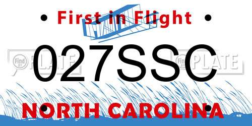 027SSC North Carolina License Plate