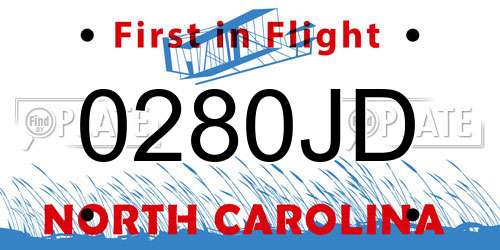 0280JD North Carolina License Plate