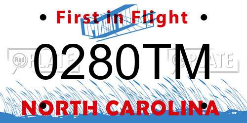 0280TM North Carolina License Plate