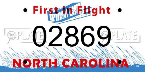 02869 North Carolina License Plate