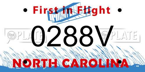 0288V North Carolina License Plate