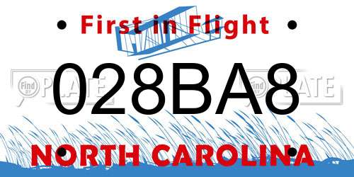 028BA8 North Carolina License Plate