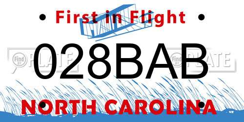 028BAB North Carolina License Plate