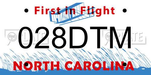 028DTM North Carolina License Plate