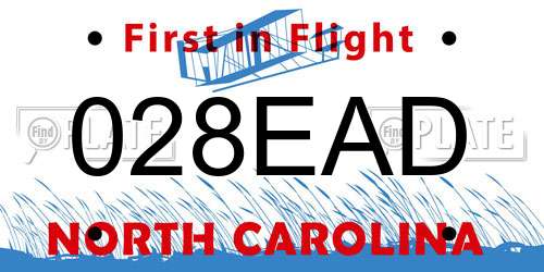 028EAD North Carolina License Plate