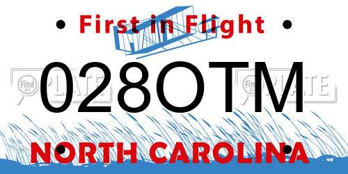 028OTM North Carolina License Plate