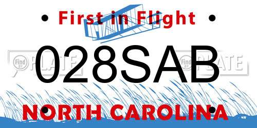 028SAB North Carolina License Plate