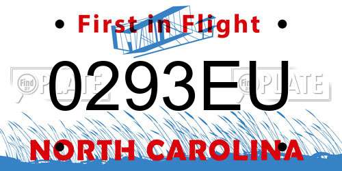0293EU North Carolina License Plate