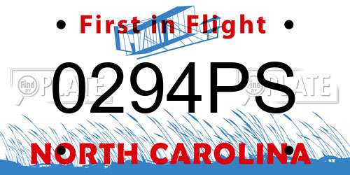 0294PS North Carolina License Plate