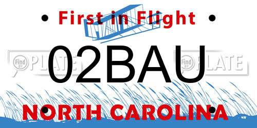 02BAU North Carolina License Plate