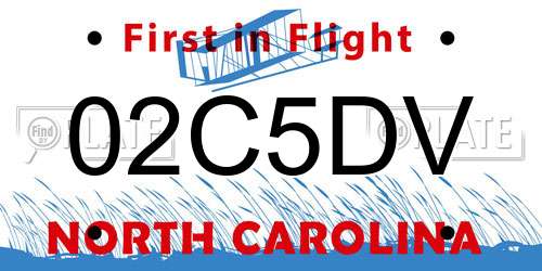 02C5DV North Carolina License Plate
