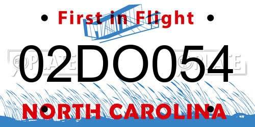 02DO054 North Carolina License Plate