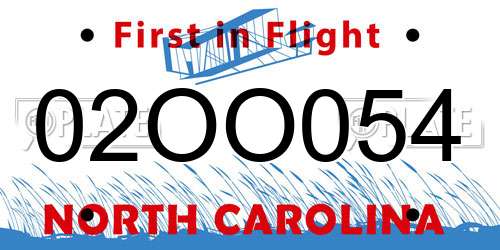 02OO054 North Carolina License Plate