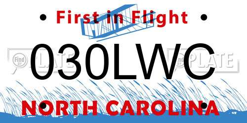030LWC North Carolina License Plate