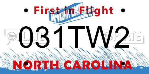 031TW2 North Carolina License Plate
