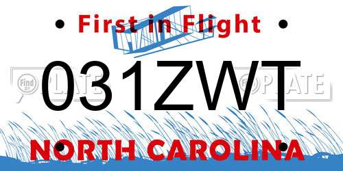 031ZWT North Carolina License Plate