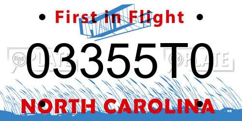 03355T0 North Carolina License Plate