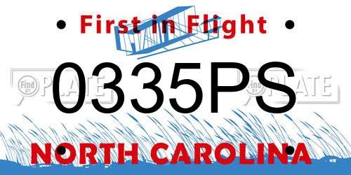 0335PS North Carolina License Plate