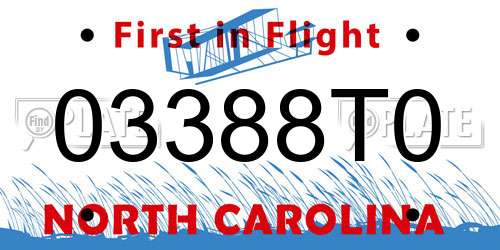 03388T0 North Carolina License Plate